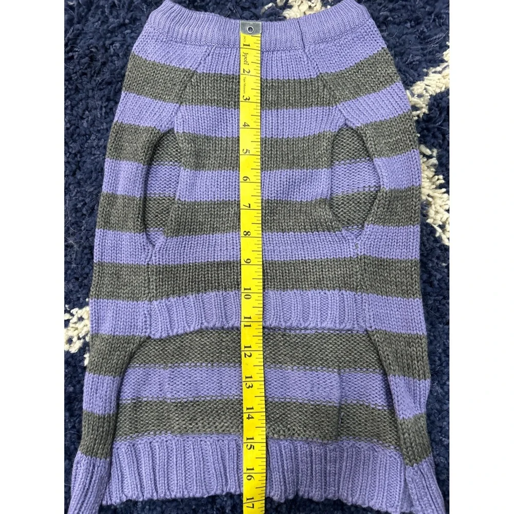 Top Paw Dog Sweater Large Purple Gray Striped Knit Pet‎ Clothes with Pocket NEW